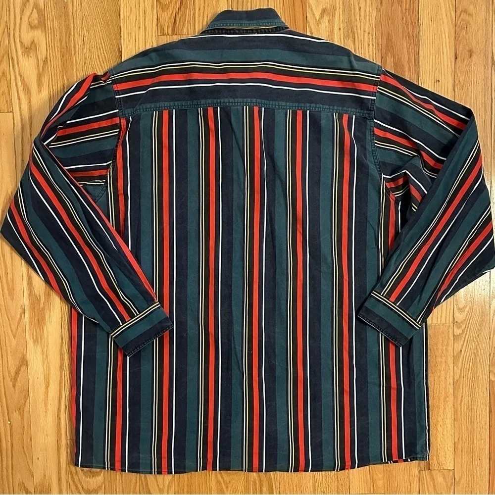 Vintage Wrangler Brushpopper Rugged Wear Striped Western Shirt Mens 3XT 3XL Tall